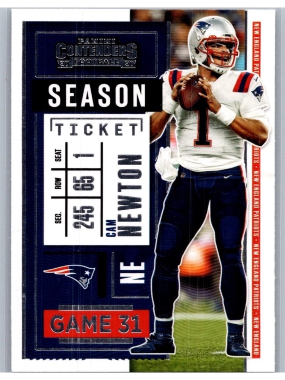 Cam Newton 2020 Panini New England Patriots NFL Football Card